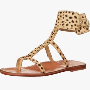 Sam Edelman Mollie cow hair flat sandals in tan multi